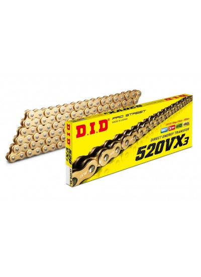 DID 520 VX3 GOLD 108 Bakla Motosiklet Zinciri DID 520 VX3 GOLD 108 Bakla Motosiklet Zinciri