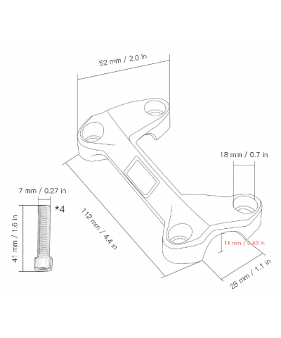 KTM DUKE 125/200/390 Gidon Yükseltme Üst Kapak