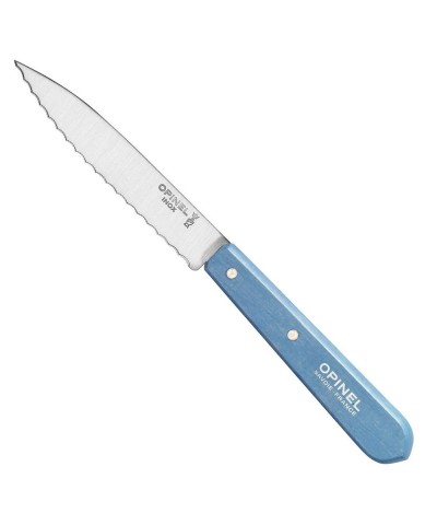 Opinel Essential No:113 Paslanmaz Çelik Tırtıklı Soyma Bıçağı Mavi