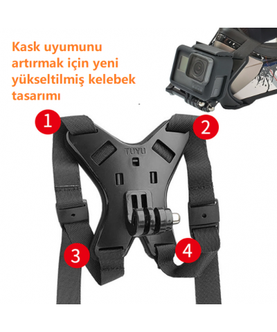 Kask Kamera Çene Tutucu 4 Bacaklı Esnek Kırılmaz Yeni Model