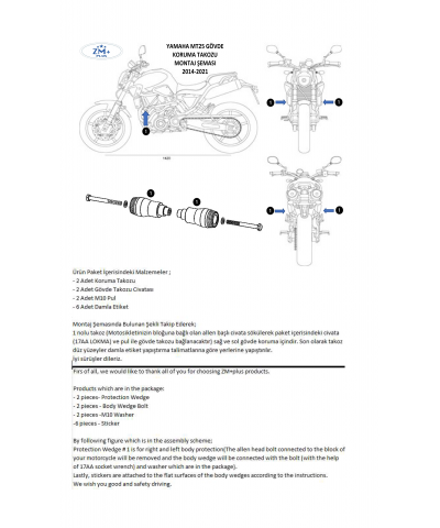 Yamaha MT25 Koruma Takozu Gövde Koruma