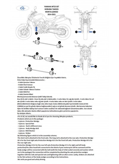 Yamaha MT25 Koruma Takozu 6'lı Tam Set