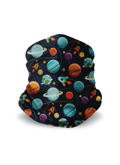 Uzay Desenli Unisex Çocuk ve Yetişkin Motosiklet Buff'ı