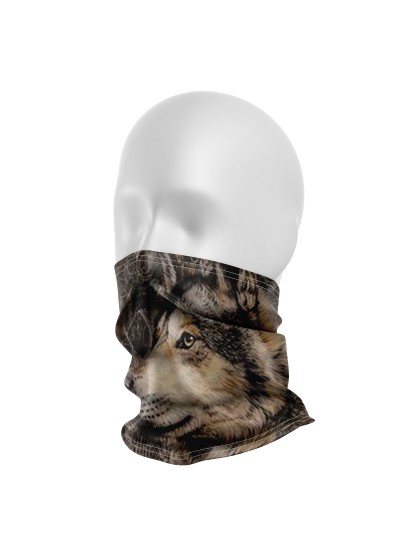 Kahverengi Kurt Desenli Çocuk ve Yetişkin Motosiklet Buff'ı