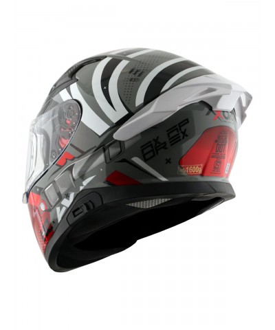Axor Apex Hex Cool Grey Red Full Face Kapalı Kask Axor Apex Hex Cool Grey Red Full Face Kapalı Kask