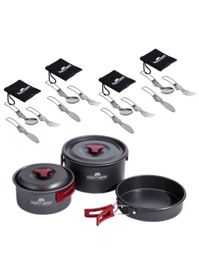 11 Parça Kamp Tencere Tava ve 4 Çatal Kaşık Bıçak Seti