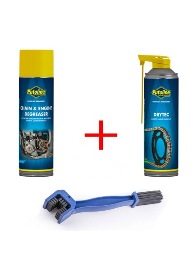 Putoline Zincir Temizleme ve Drytec Zincir Yağı+Zincir Temizleme Fırçası