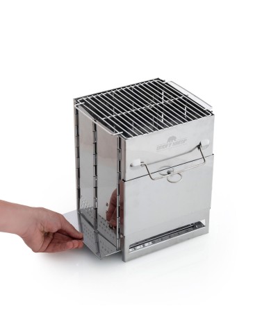 Katlanır Paslanmaz Çelik Kamp Sobası Izgaralı Ateş Kutusu Taşınabilir Mangal Ocak