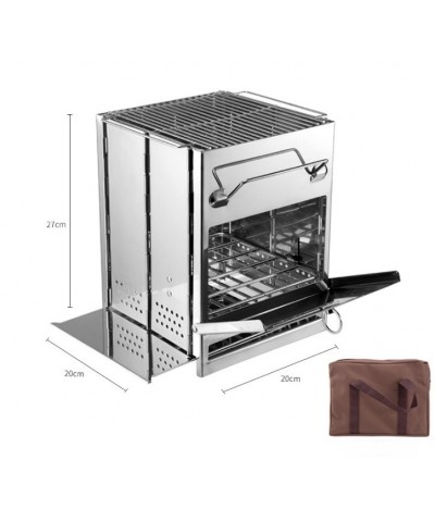 Katlanır Paslanmaz Çelik Kamp Sobası Izgaralı Ateş Kutusu Taşınabilir Mangal Ocak