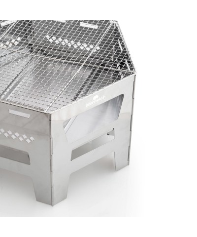 Altıgen Katlanır Kamp Izgarası ve Ateş Kutusu Paslanmaz Çelik Taşıma Çantalı Barbekü