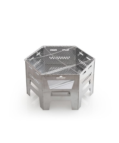 Altıgen Katlanır Kamp Izgarası ve Ateş Kutusu Paslanmaz Çelik Taşıma Çantalı Barbekü