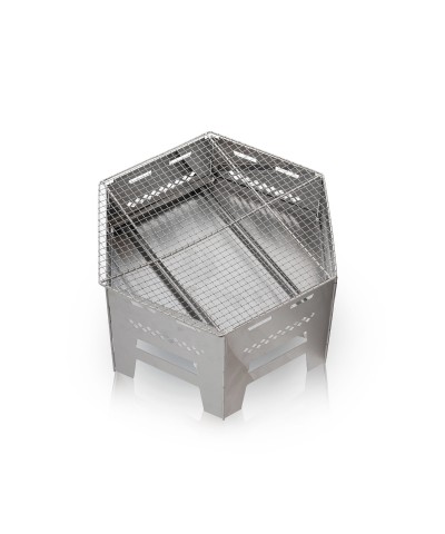 Altıgen Katlanır Kamp Izgarası ve Ateş Kutusu Paslanmaz Çelik Taşıma Çantalı Barbekü