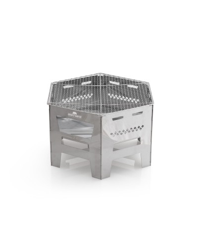 Altıgen Katlanır Kamp Izgarası ve Ateş Kutusu Paslanmaz Çelik Taşıma Çantalı Barbekü