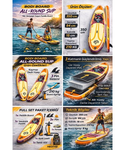 Paddle Board Sup Bodi Cyber Cat  Şişme Stand 350x84x15cm Full Set Hediyeli