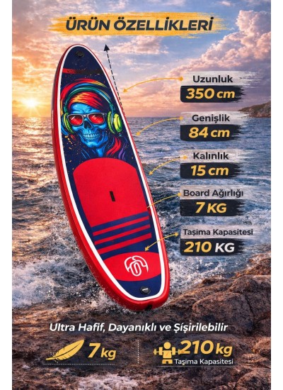 Paddle Board Sup Bodi Power Head Şişme Stand 350x84x15cm Full Set Hediyeli