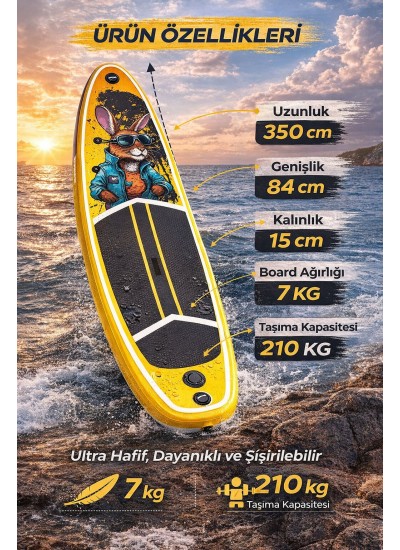 Paddle Board Sup Bodi Bunny Cool Şişme Stand 350x84x15cm Full Set Hediyeli