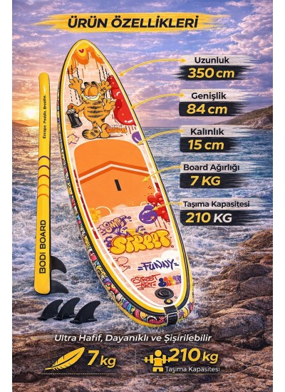 Paddle Board Sup Naughty Cat Şişme Stand 350x84x15cm Full Set Hediyeli