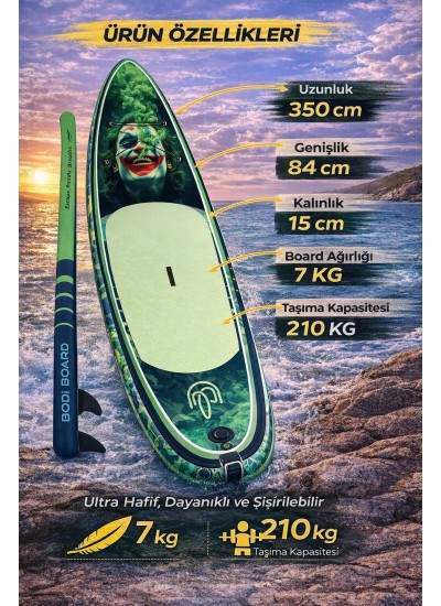 Paddle Board Sup Crazy Joker Şişme Stand 350x84x15cm Full Set Hediyeli