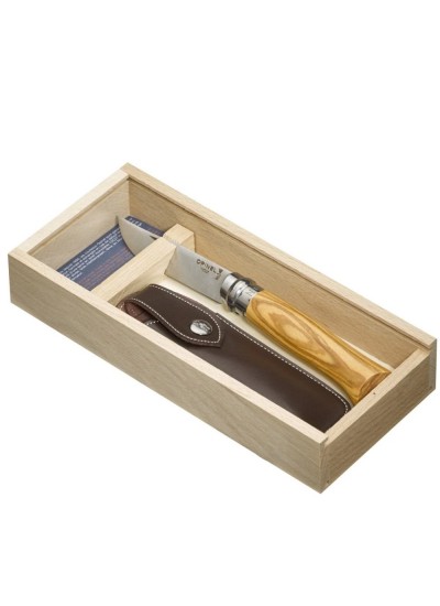 Opinel Inox 8 No Ahşap Kutulu & Kılıflı Zeytin Saplı Çakı