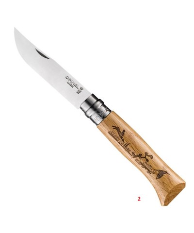 Opinel Inox No 8 Meşe Saplı Hayvan Desenli Paslanmaz Çelik Çakı