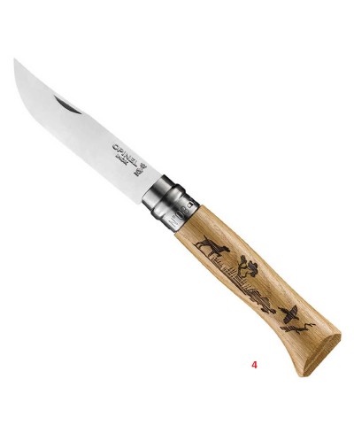 Opinel Inox No 8 Meşe Saplı Hayvan Desenli Paslanmaz Çelik Çakı