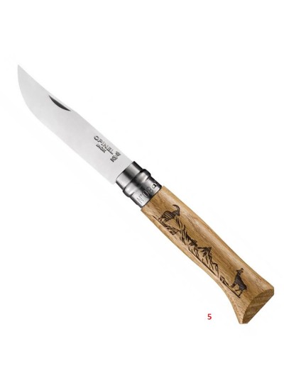 Opinel Inox No 8 Meşe Saplı Hayvan Desenli Paslanmaz Çelik Çakı