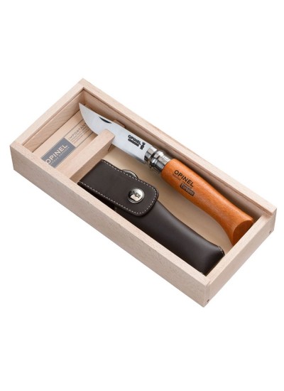 Opinel No 8 Deri Kılıflı Karbon Çelik Çakı Bıçak Özel Kutulu