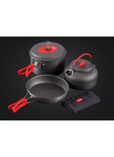 Alocs 2 3 Kişilik Kamp Tencere Tava Çaydanlık Seti Pro Seri