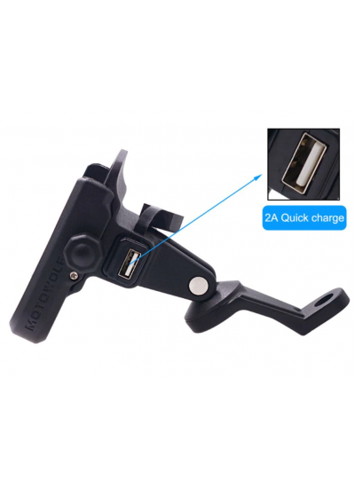 Motowolf Motosiklet Ayna Bağlama Telefon Tutucu Usb Hızlı Şarj