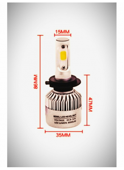 Motosiklet Led Ampul Şimşek Etkili 10000 LM 48 Watt 9/32 Volt H7 Fiş Beyaz