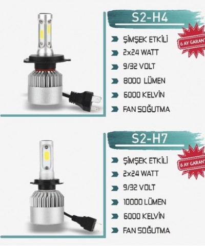 Motosiklet Led Ampul Şimşek Etkili 10000 LM 48 Watt 9/32 Volt H7 Fiş Beyaz