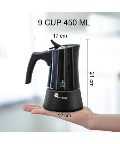 Alocs Taşınabilir Mocha Pot 450 ML 9 Cup Siyah