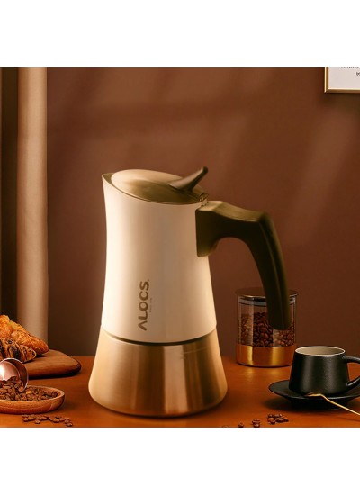 Alocs Taşınabilir Mocha Pot 450 ML 9 Cup Beyaz Alocs Taşınabilir Mocha Pot 450 ML 9 Cup Beyaz