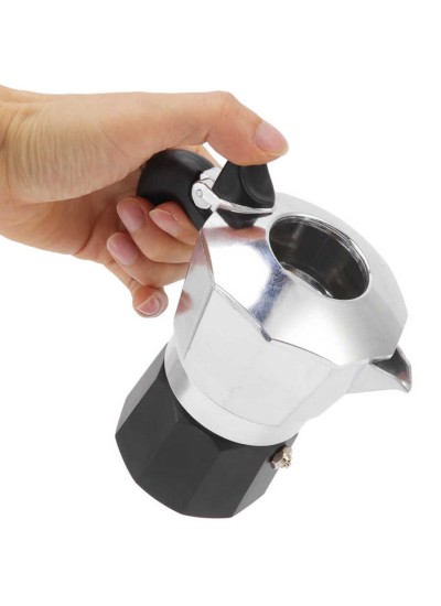 On Off Kamp Kahve Potu Moka Pot 150 ML 2 Cup Gümüş Siyah