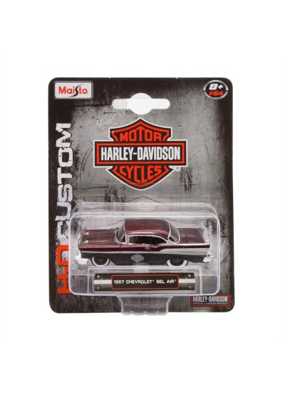 Harley Davidson Custom Cars 1957 Chevrolet Bel Air 1:64 Ölçek Model
